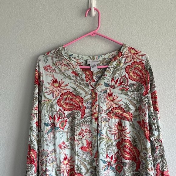 Soft Surroundings Paisley Botanical Popover Tunic Blouse Size Medium‎ - Picture 2 of 11